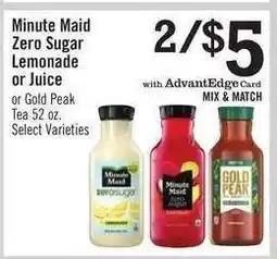 Price Chopper Minute Maid Zero Sugar Lemonade or Juice offer