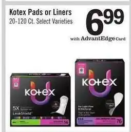 Price Chopper Kotex Pads or Liners offer