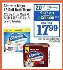 Price Chopper Charmin Mega 18 Roll Bath Tissue offer