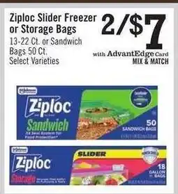 Price Chopper Ziploc Slider Freezer or Storage Bags offer
