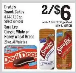 Price Chopper Sara Lee Classic White or Honey Wheat Bread offer