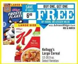Price Chopper Kellogg's Large Cereal offer
