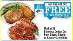 Price Chopper Market 32 Boneless Center Cut Pork Chops, Roasts or Country Style Ribs offer