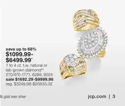 JC Penney 1 to 4 ct. t.w. natural or lab-grown diamond‡◊ offer