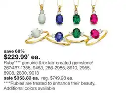 JC Penney Ruby**** genuine &/or lab-created gemstone‡ offer