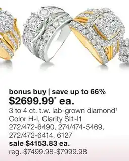 JC Penney 3 to 4 ct. t.w. lab-grown diamond‡ offer