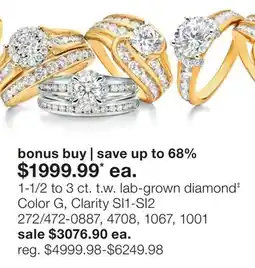 JC Penney 1-1/2 to 3 ct. t.w. lab-grown diamond‡ Color G, Clarity SI1-SI2 offer