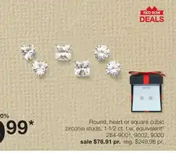 JC Penney Round, heart or square cubic zirconia studs, 1-1/2 ct. t.w. equivalent‡ offer