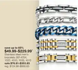 JC Penney Stainless steel men's bracelets offer