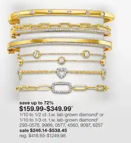 JC Penney 1/10 to 1/2 ct. t.w. lab-grown diamond§ or 1/10 to 1/3 ct. t.w. lab-grown diamond‡ offer