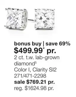 JC Penney 2 ct. t.w. lab-grown diamond§ Color I, Clarity SI2 offer