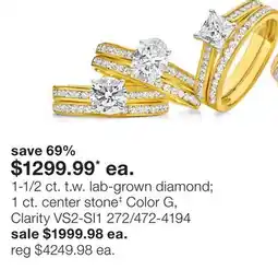 JC Penney 1-1/2 ct. t.w. lab-grown diamond 1 ct. center stone‡ Color G, Clarity VS2-SI1 offer