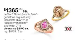 JC Penney Le Vian Grand Sample Sale gemstone ring featuring Chocolate Quartz or Raspberry rhodolite ◊ offer