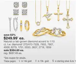 JC Penney Natural or lab-grown diamond accent to 1/10 ct. t.w. diamond‡ offer