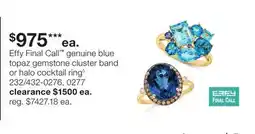 JC Penney Effy Final Call genuine blue topaz gemstone cluster band or halo cocktail ring◊ offer