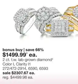 JC Penney 2 ct. t.w. lab-grown diamond‡ Color I, Clarity I1 offer
