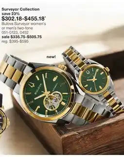 JC Penney Bulova Surveyor women's or men's 2-tone watch offer