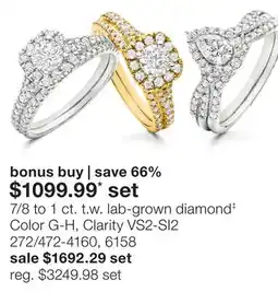 JC Penney 7/8 to 1 ct. t.w. lab-grown diamond‡ Color G-H, Clarity VS2-SI2 offer