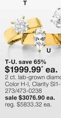 JC Penney 2 ct. lab-grown diamond ring‡ offer