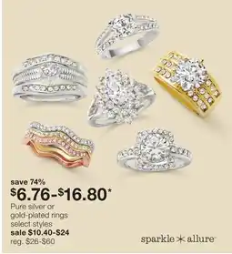 JC Penney Pure silver or gold-plated rings offer