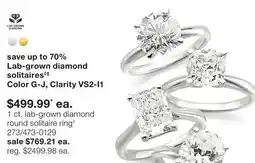 JC Penney 1 ct. lab-grown diamond round solitaire ring‡ offer