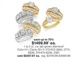 JC Penney 1 to 2 ct. t.w. lab-grown diamond‡ Color H-I, Clarity SI1-I1 offer