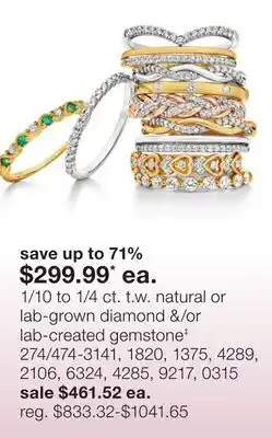 JC Penney 1/10 to 1/4 ct. t.w. natural or lab-grown diamond & or lab-created gemstone‡ offer