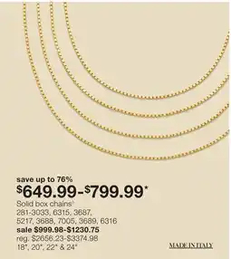 JC Penney Solid box chains offer