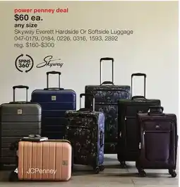 JC Penney Skyway Everett Hardside Or Softside Luggage offer