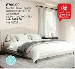 JC Penney Martha Stewart Amelia Upholstered Platform Queen Bed offer
