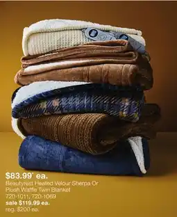 JC Penney Beautyrest Heated Velour Sherpa Or Plush Waffle Twin Blanket offer