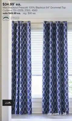 JC Penney Max Blackout Prescott 100% Blackout 84 Grommet-Top Curtains offer