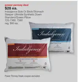 JC Penney Indulgence Side Or Back/Stomach Sleeper Ultimate Synthetic Down Standard/Queen Pillow offer