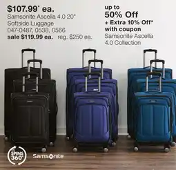 JC Penney Samsonite Ascella 4.0 20 Softside Luggage offer