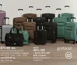 JC Penney Protocol Explorer 2.0 20 Hardside Or Softside Luggage offer