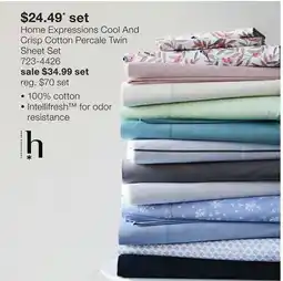 JC Penney Home Expressions Cool And Crisp Cotton Percale Twin Sheet Set offer