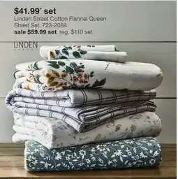 JC Penney Linden Street Cotton Flannel Queen Sheet Set offer