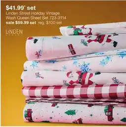 JC Penney Linden Street Holiday Vintage Wash Queen Sheet Set offer