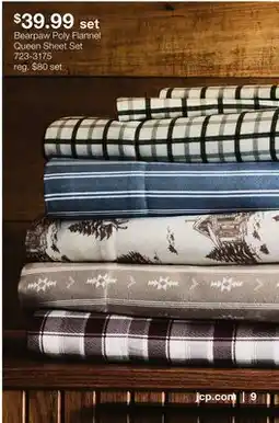 JC Penney Bearpaw Poly Flannel Queen Sheet Set offer