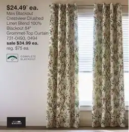 JC Penney Max Blackout Crestview Crushed Linen Blend 100% Blackout 84 Grommet-Top Curtain offer