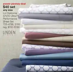 JC Penney Liz Claiborne 575TC Ultra Fit Performance Sheet Set offer