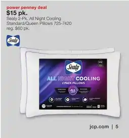 JC Penney Sealy 2-Pk. All Night Cooling Standard/Queen Pillows offer