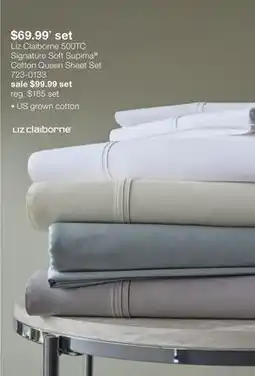 JC Penney Liz Claiborne 500TC Signature Soft Supima Cotton Queen Sheet Set offer