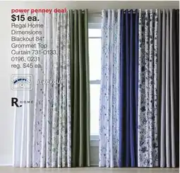 JC Penney Regal Home Dimensions Blackout 84 Grommet Top Curtain offer