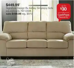 JC Penney Signature Design By Ashley Simplejoy Sofa offer