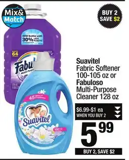 Super King Markets Suavitel Fabric Softener 100-105 oz or Fabuloso Multi-Purpose Cleaner 128 oz offer