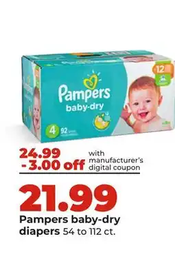 Hy-Vee Pampers baby-dry diapers offer