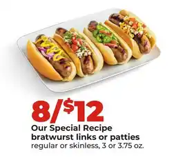 Hy-Vee Our Special Recipe bratwurst links or patties offer