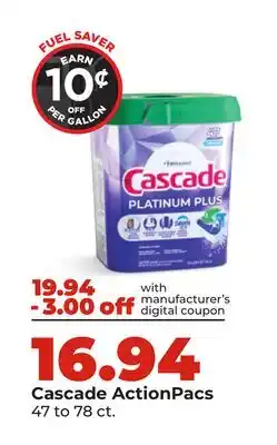 Hy-Vee Cascade ActionPacs offer