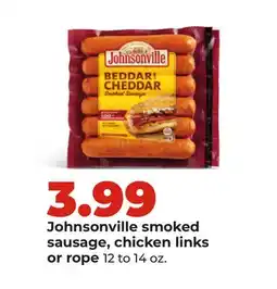 Hy-Vee Johnsonville smoked sausage, chicken links or rope offer